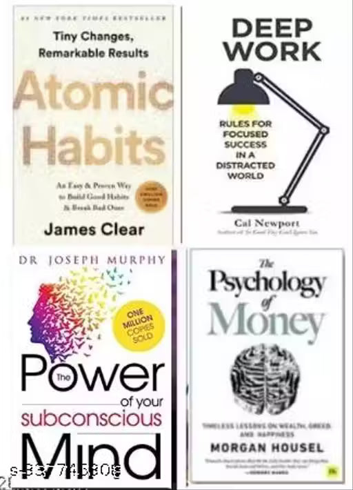 Deep Work + The power of subconcious mind + Atomic habit + The psychology of moneyy (SET OF 4 BOOKS)